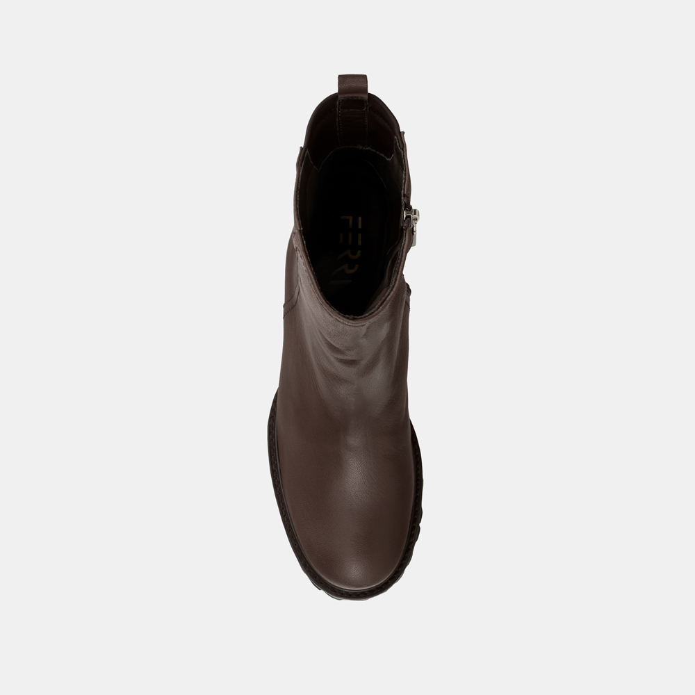 Bota Tratorada Cano Médio Couro Café