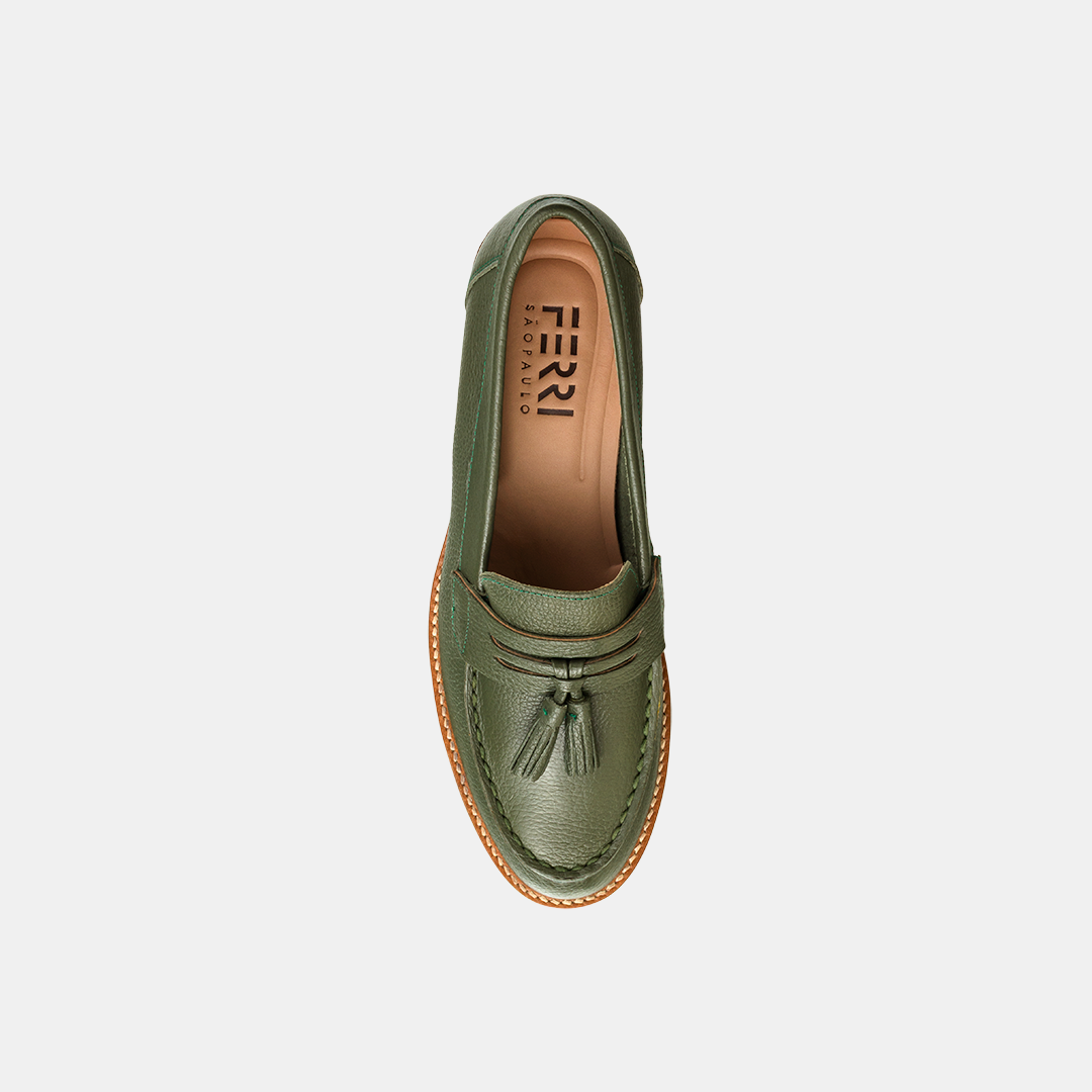 Mocassim Tratorado Couro Green