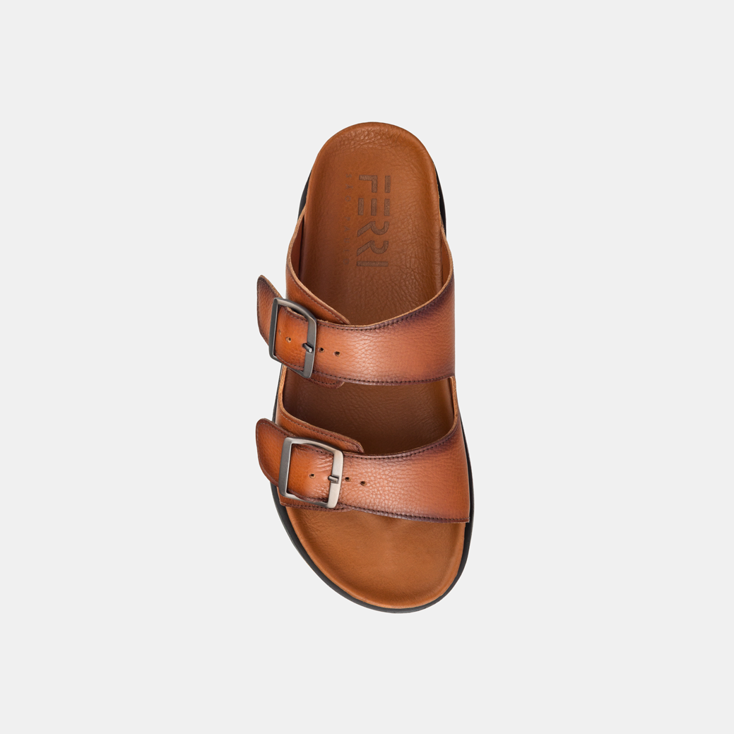 Sandália Papete Masculina Camel