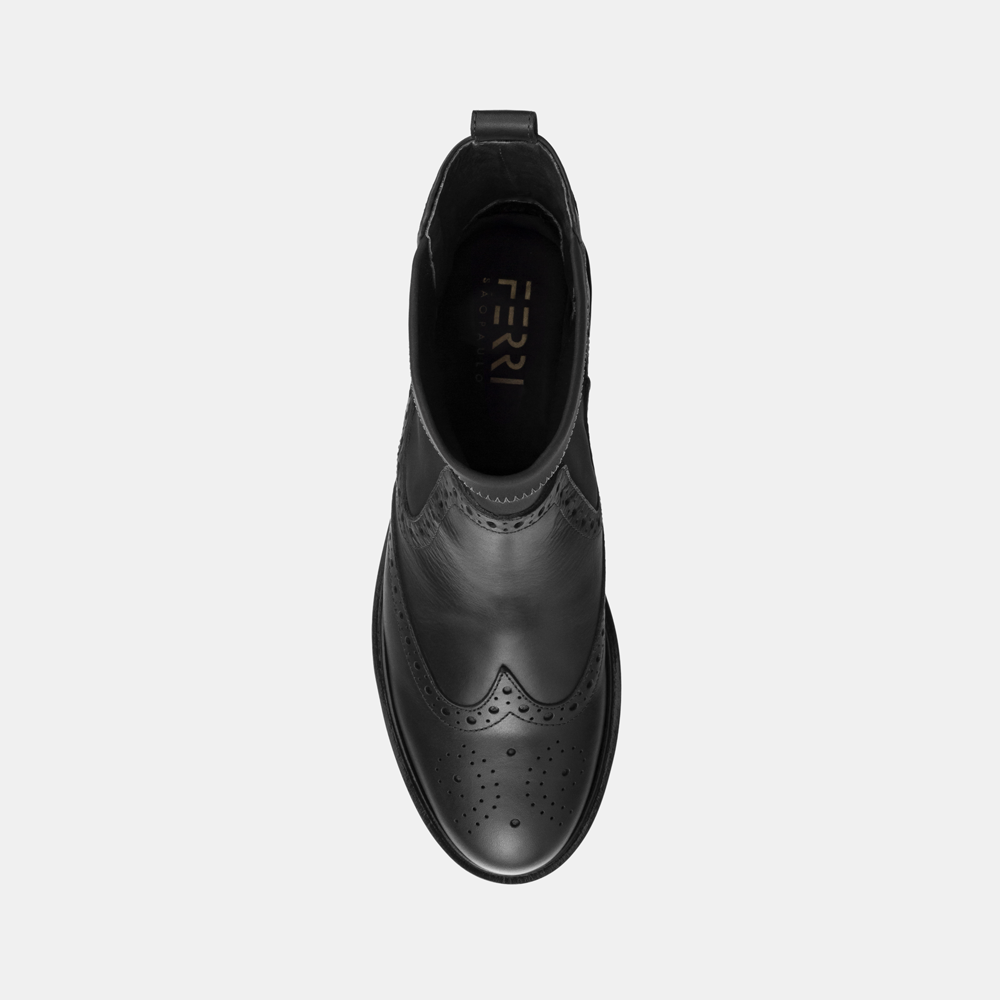 Bota Brogue Cano Médio Preta
