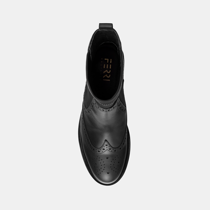 Bota Brogue Cano Médio Preta