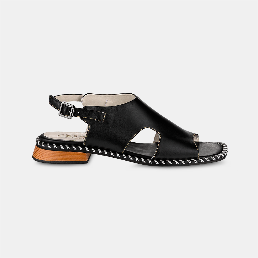 Sandália Flat Pesponto Black