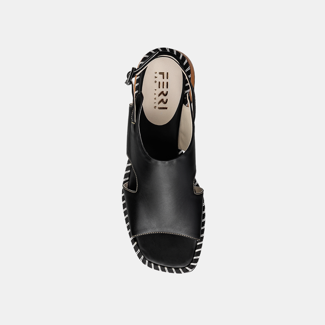 Sandália Flat Pesponto Black