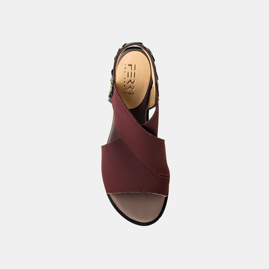 Sandália Flat Pirarucu Elastano Brown