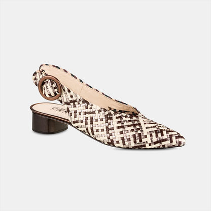 Sapato Bico Fino Tressê Brown