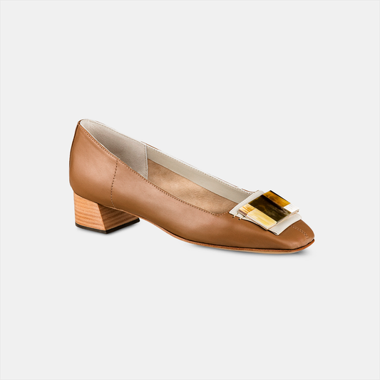 Scarpin Marchetaria Bege