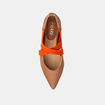 Sapatilha Elastano Bico Fino Orange