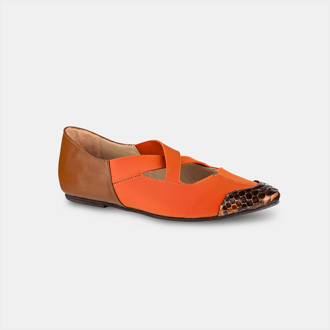 Sapatilha Elastano Cruzado Orange - Ferri São Paulo