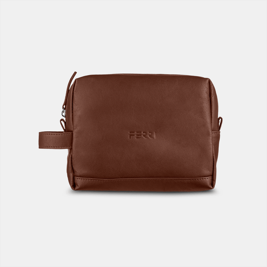 Necessaire Alça Couro Camel - Ferri São Paulo