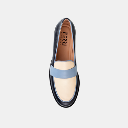 Mocassim Flat Couro Blue