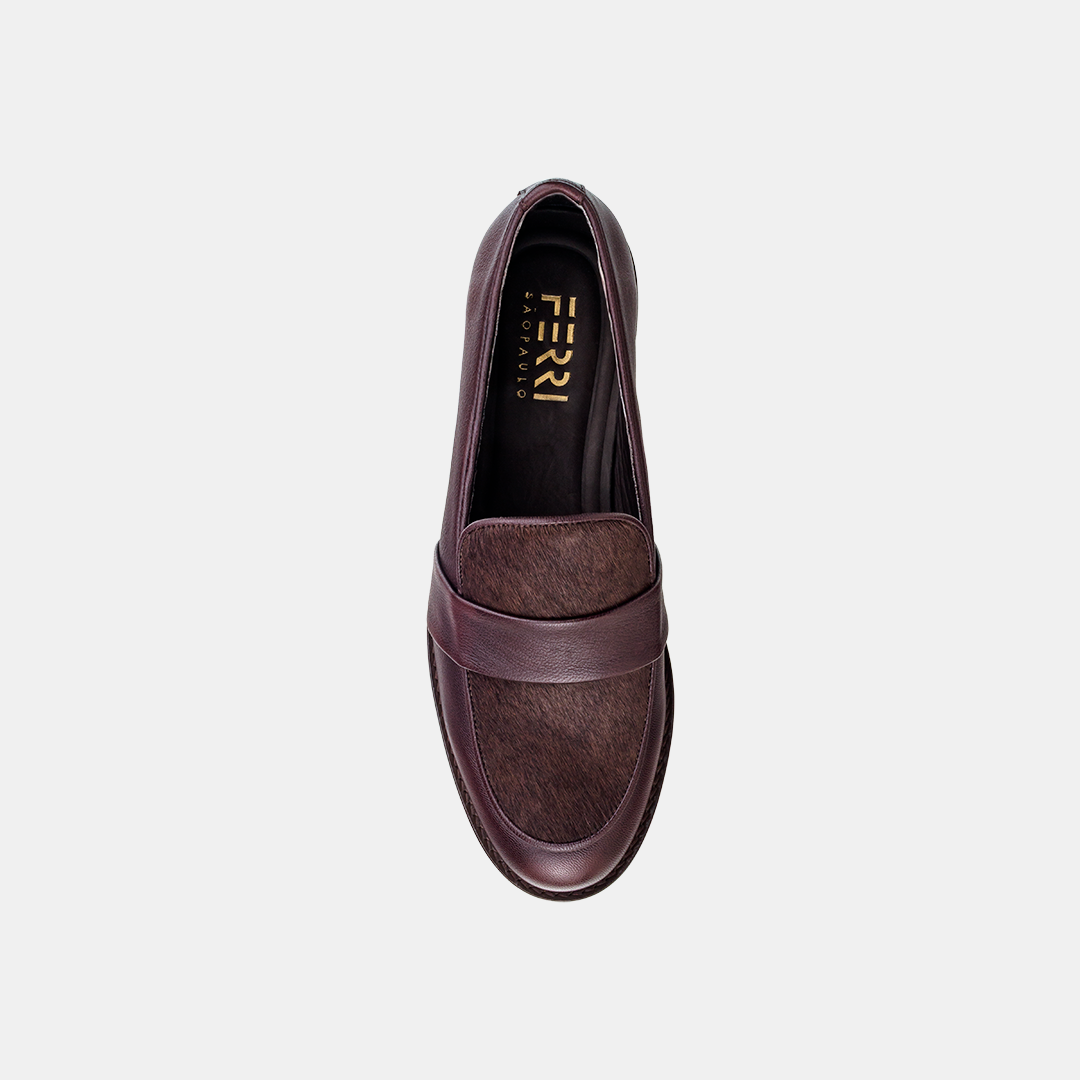 Mocassim Flat Couro Café
