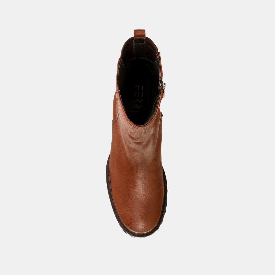 Bota Tratorada Cano Médio Couro Camel