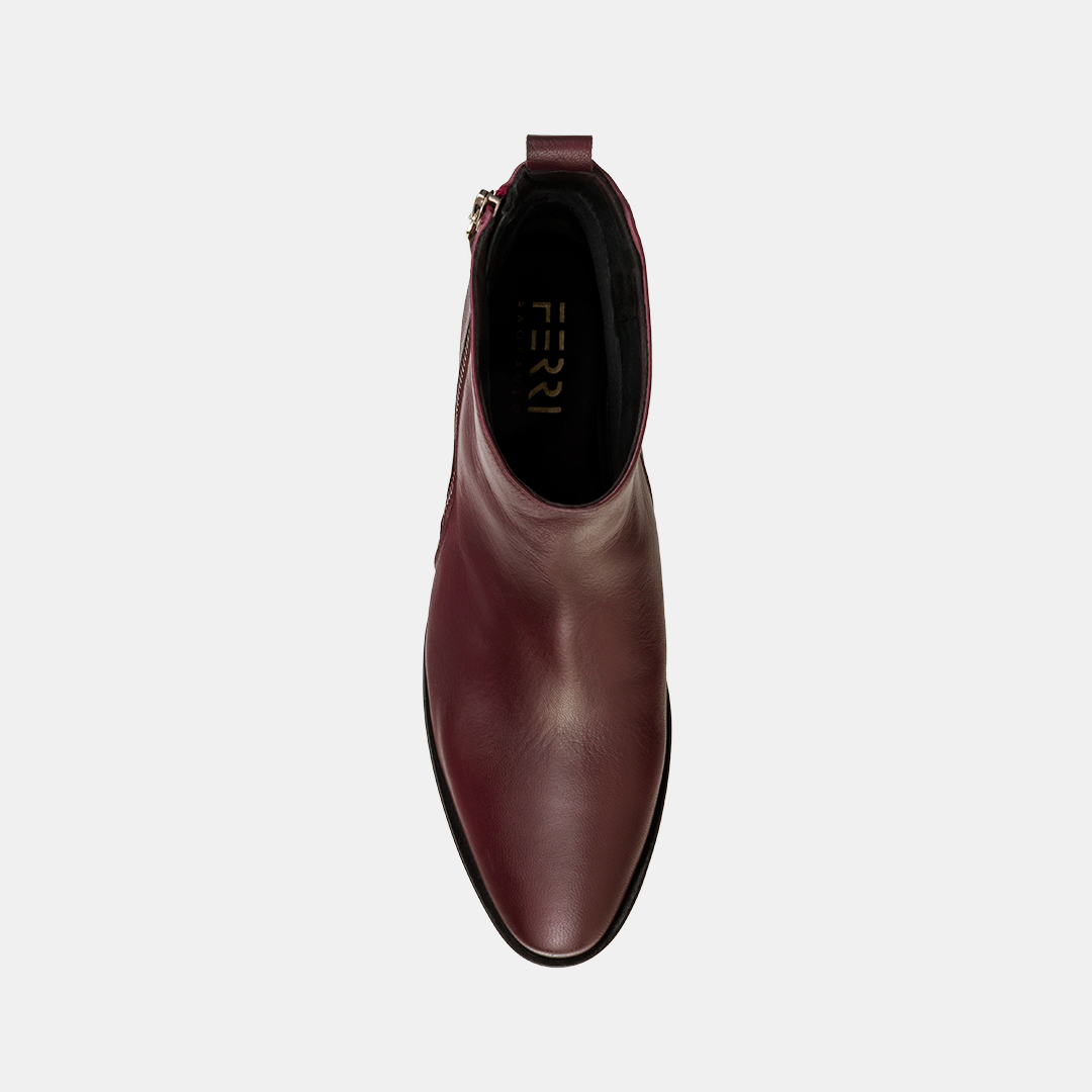 Bota Feminina Zíper Bordô