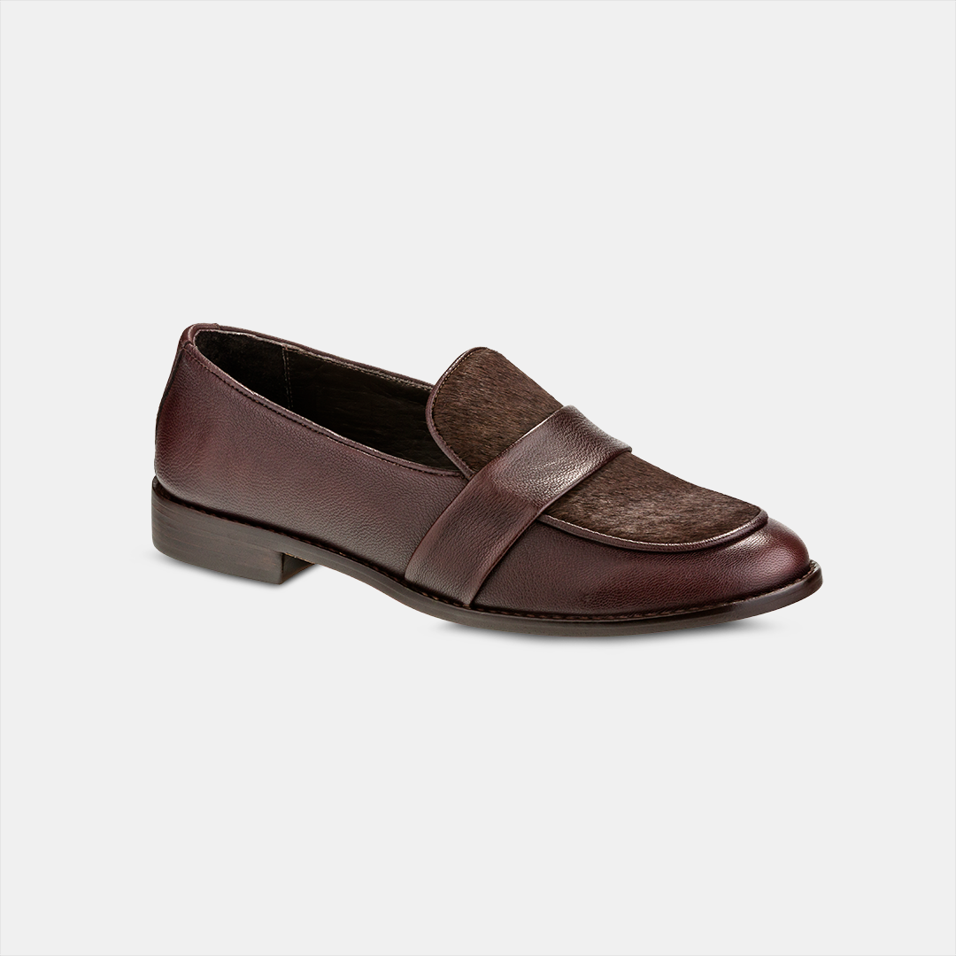 Mocassim Flat Couro Café