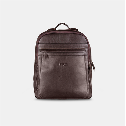 Mochila Zíper Couro Café