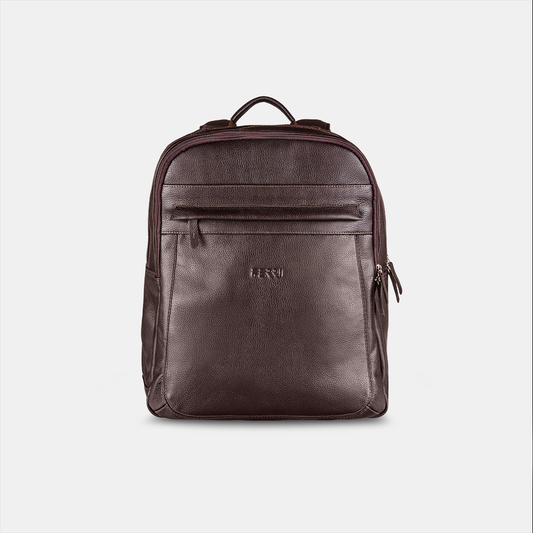 Mochila Zíper Couro Café