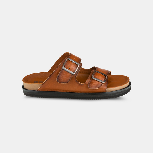 Sandália Papete Masculina Camel
