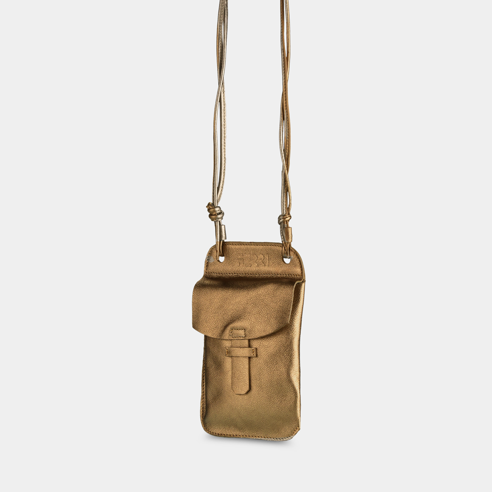 Porta Celular de Couro Gold